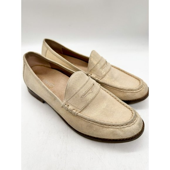 Vionic Waverly Loafers Gold Nubuck Suede Business Casual Metallic Slip On 8.5 - Picture 2 of 11